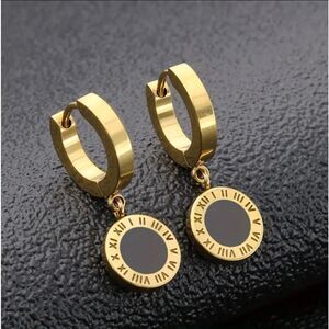 18k Gold Plated Roman Numeral Earrings